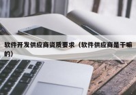软件开发供应商资质要求（软件供应商是干嘛的）
